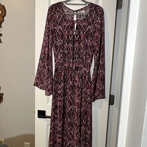 Show Me Your MuMu Long Sleeve Purple Patterned Dress